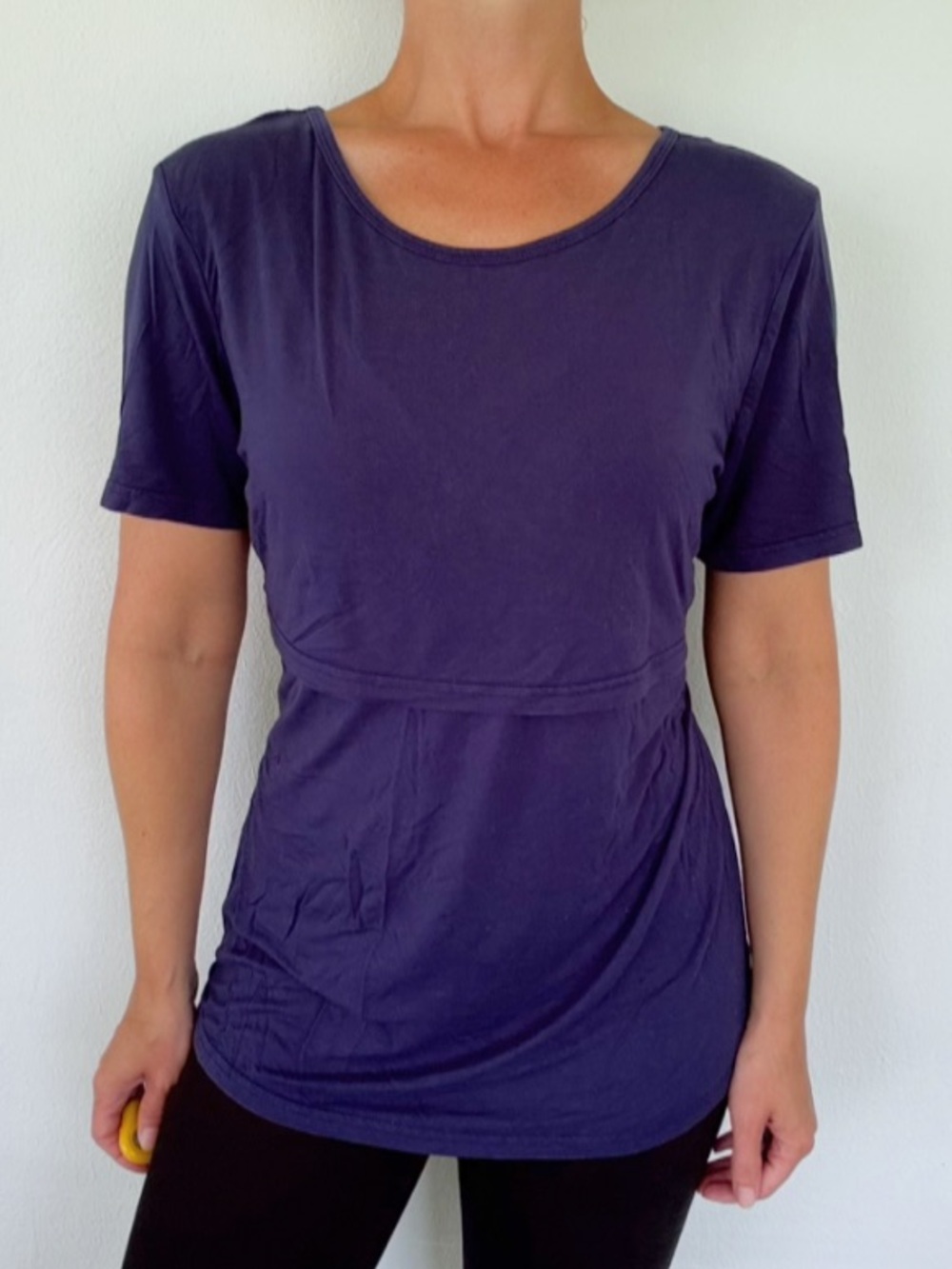 Sosolism navy blue nursing short sleeve layered stretch tee size medium